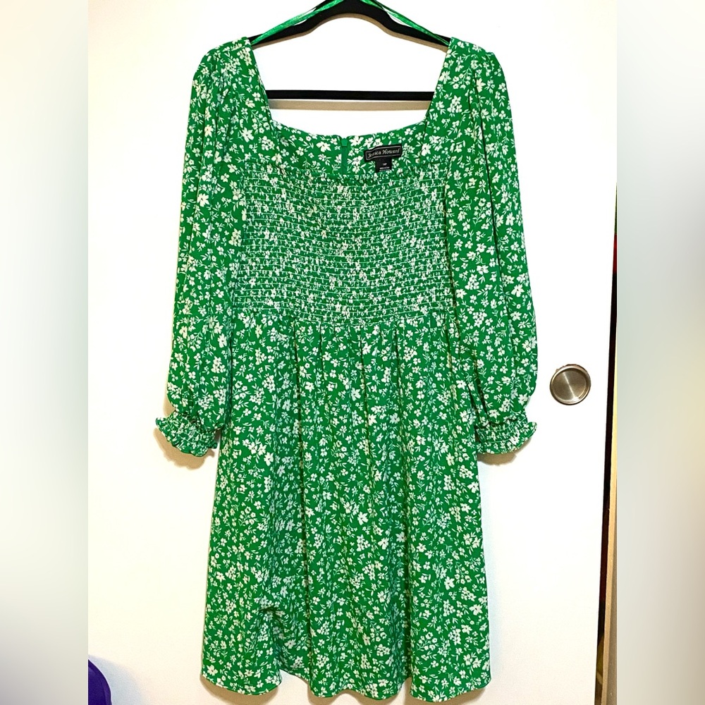 Green and White Floral Dress